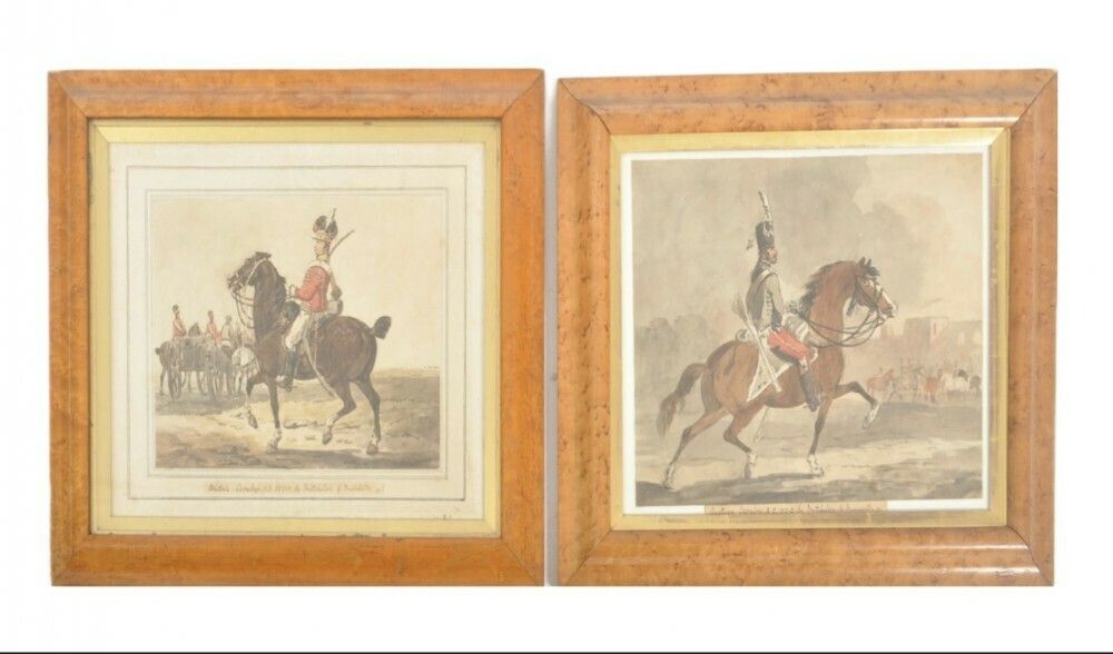 Pair Of Watercolour Drawings/ Paintings Of Cavalry Officers