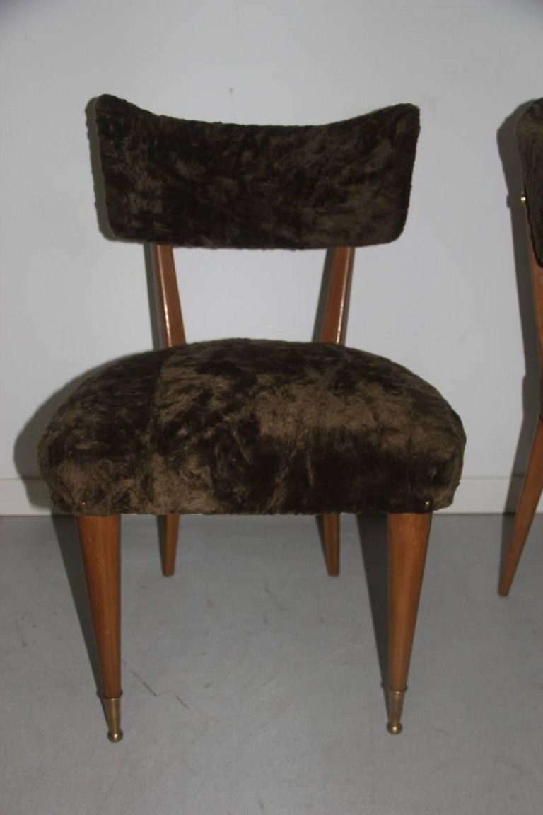 Pair Of Chairs Wood And Chenille Green Italian Mid Century Modern photo 1637.0