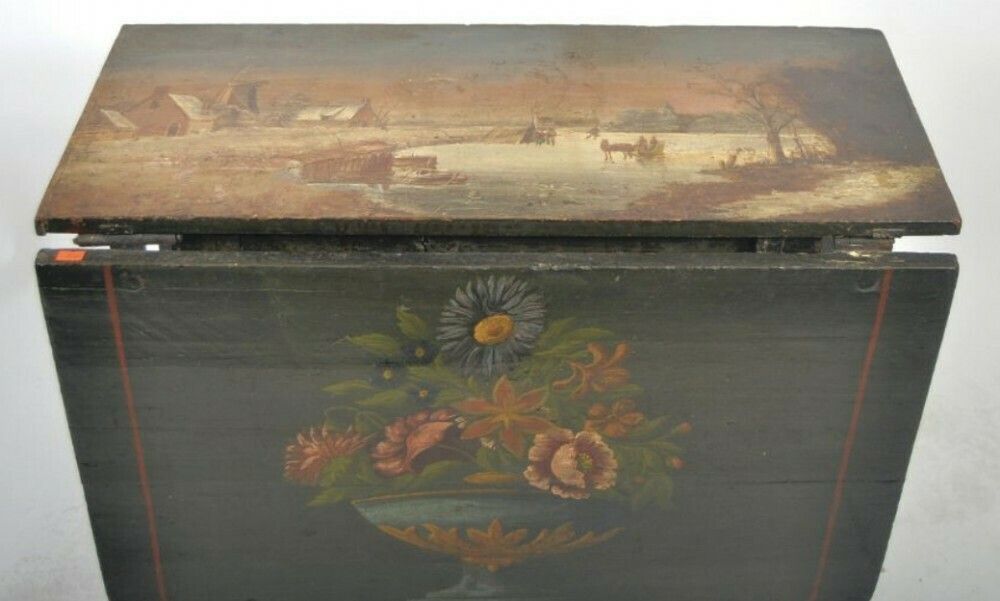 A C17th Dutch Hindeloopen Oak Drop Leaf Table Of Small Size, With Painted Leaves And Top photo furniture