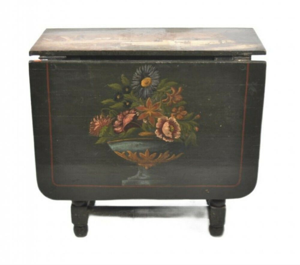 A C17th Dutch Hindeloopen Oak Drop Leaf Table Of Small Size, With Painted Leaves And Top photo Furniture