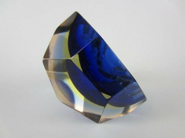 Murano Crystal Glass 4 X Sommerso Faceted Sculptural Bowl By Flavio Poli, 60s photo for sale