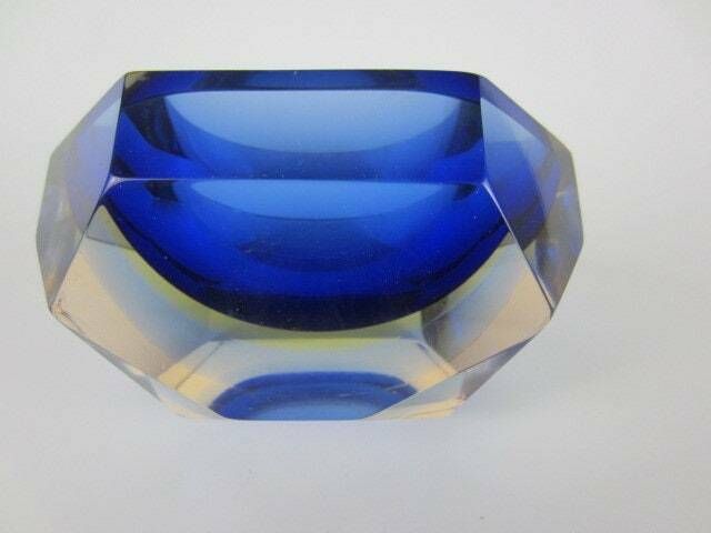 Murano Crystal Glass 4 X Sommerso Faceted Sculptural Bowl By Flavio Poli, 60s photo 357.0