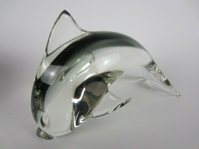 Leaping Grey Dolphin Figurine Sculpture Italian Sommerso Art Glass V Nason And C photo for sale