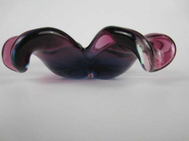 Seguso Purple And Blue Murano Sommerso Lucky 4 Leaf Clover Shape Bowl Dish 60s photo 108.0