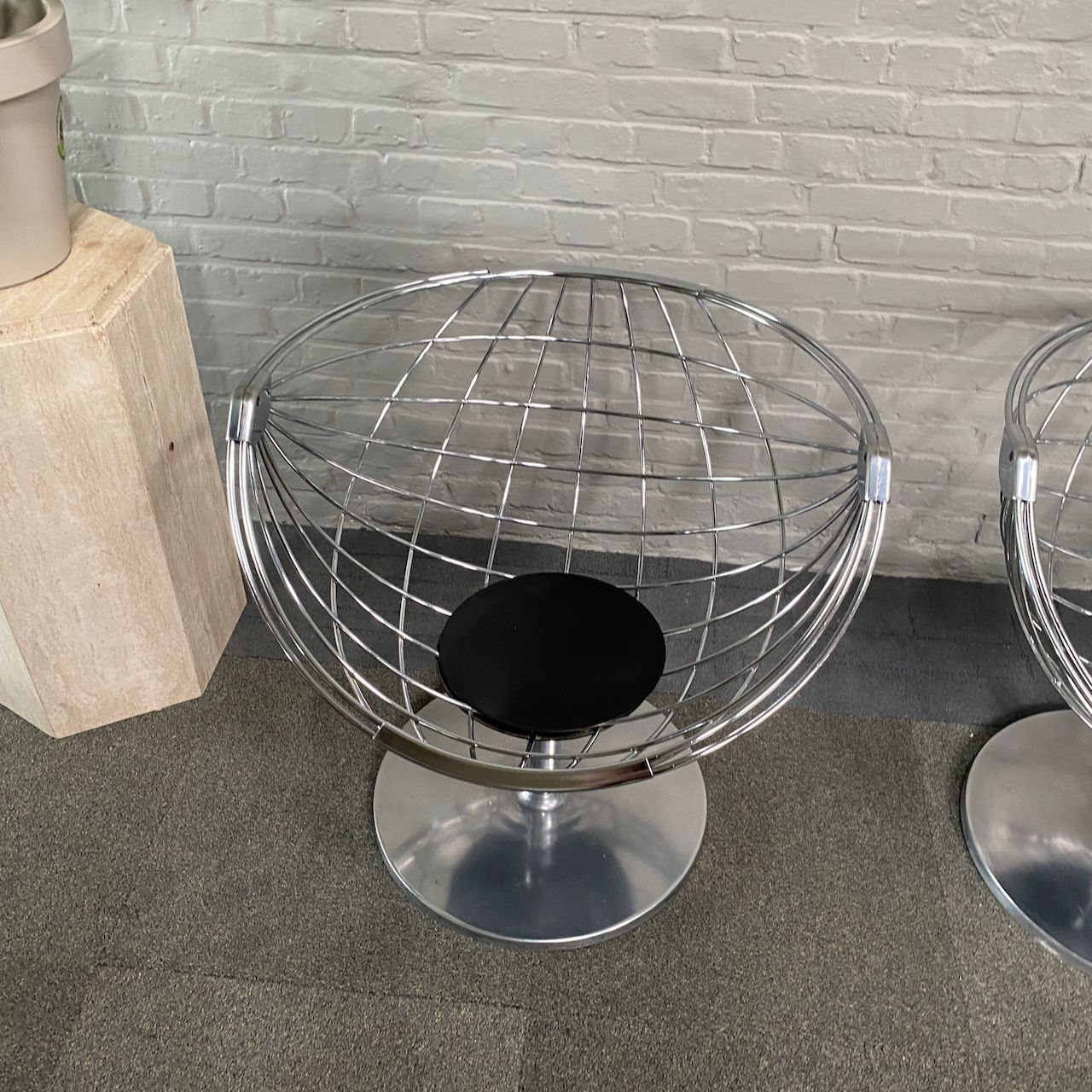 photo for sale Pair Atomic Ball Chairs By Rudi Verelst For Novalux   Belgium 1974