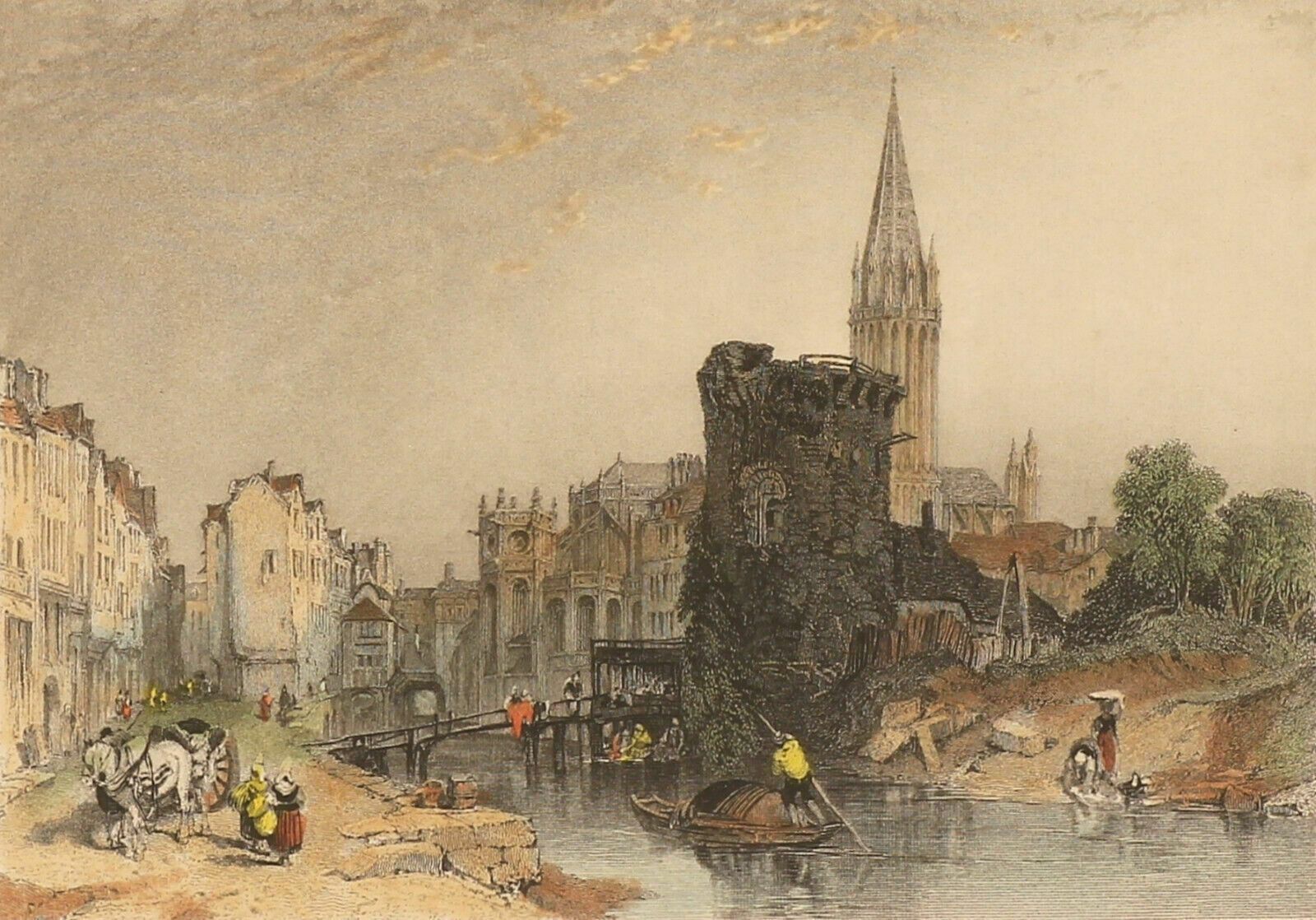 Etching By Robert Brandard After Clarkson Stanfield. Titled "Caen" photo furniture