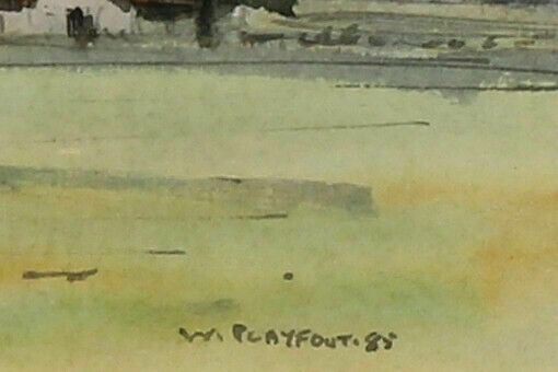 Watercolour By William Playfoot. Countryside Farm View photo for sale