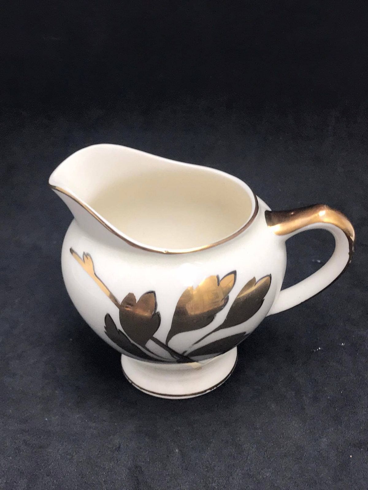 Roomkannetje Klein Melkkannetje Goudblad Patroon Art Deco Empire China England Royale Kenwood China Vervangend Stuk Antiek Servies Hostessgeschenk photo 74.0