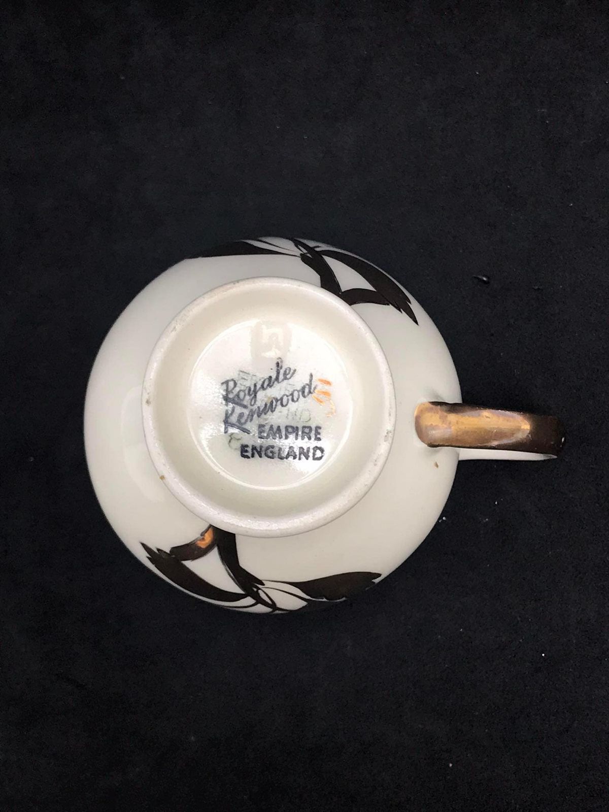 Creamer Small Milk Jug Tiny Gold Leaf Pattern Art Deco Empire China England Royale Kenwood China Replacement Ancient China Hostess Gift photo vinterior