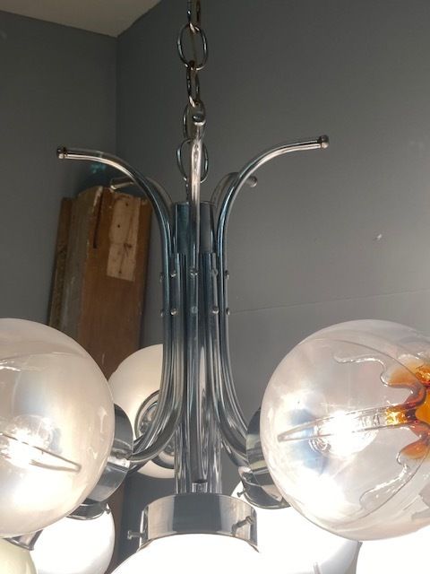 Large 1970s Mazzega Design Chandelier, 12 Lights. Modern Antiques photo for sale