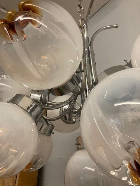 photo furniture Large 1970s Mazzega Design Chandelier, 12 Lights. Modern Antiques
