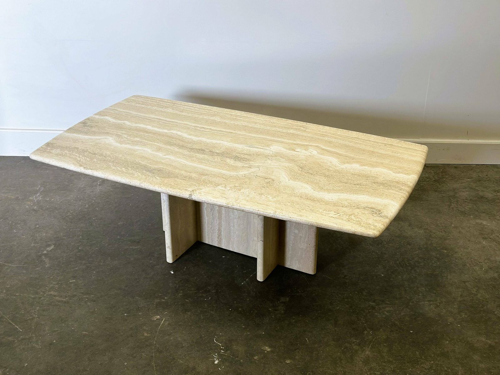Vintage Travertine Marble Coffee Table, France 1980s.