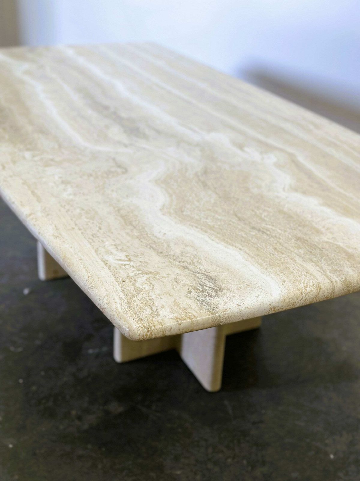 Vintage Travertine Marble Coffee Table, France 1980s. photo for sale