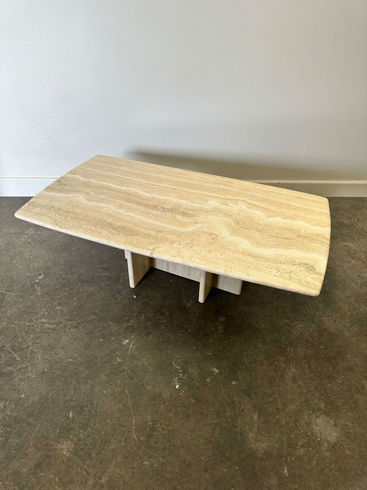 photo for sale Vintage Travertine Marble Coffee Table, France 1980s.