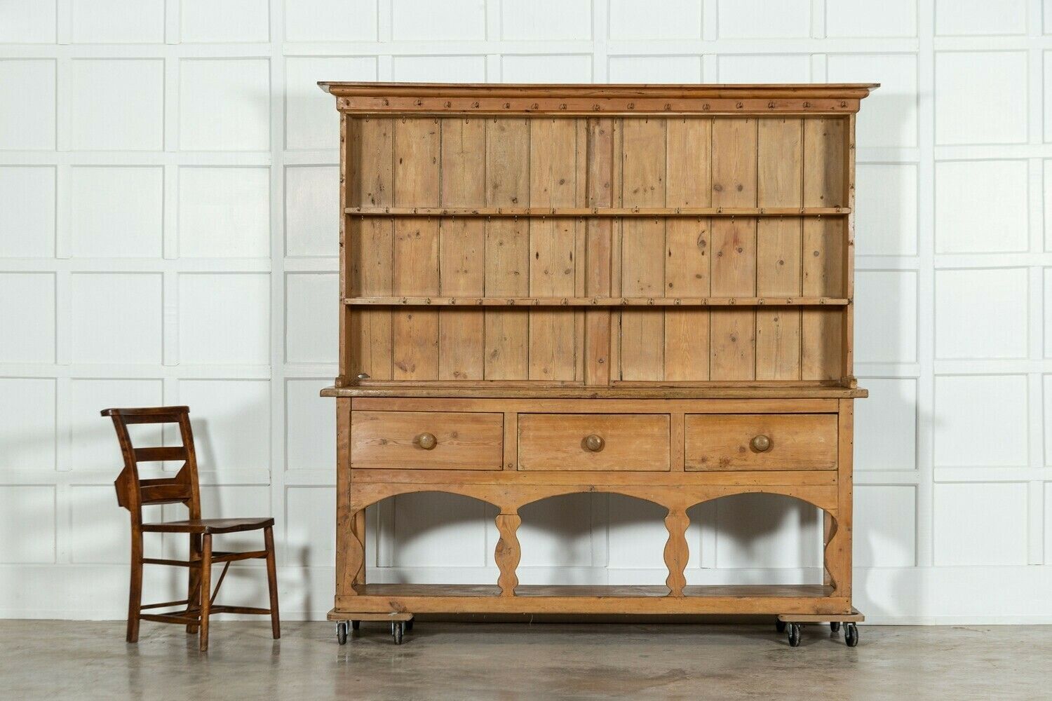 Large 19thc Irish Pine Potboard Dresser photo for sale