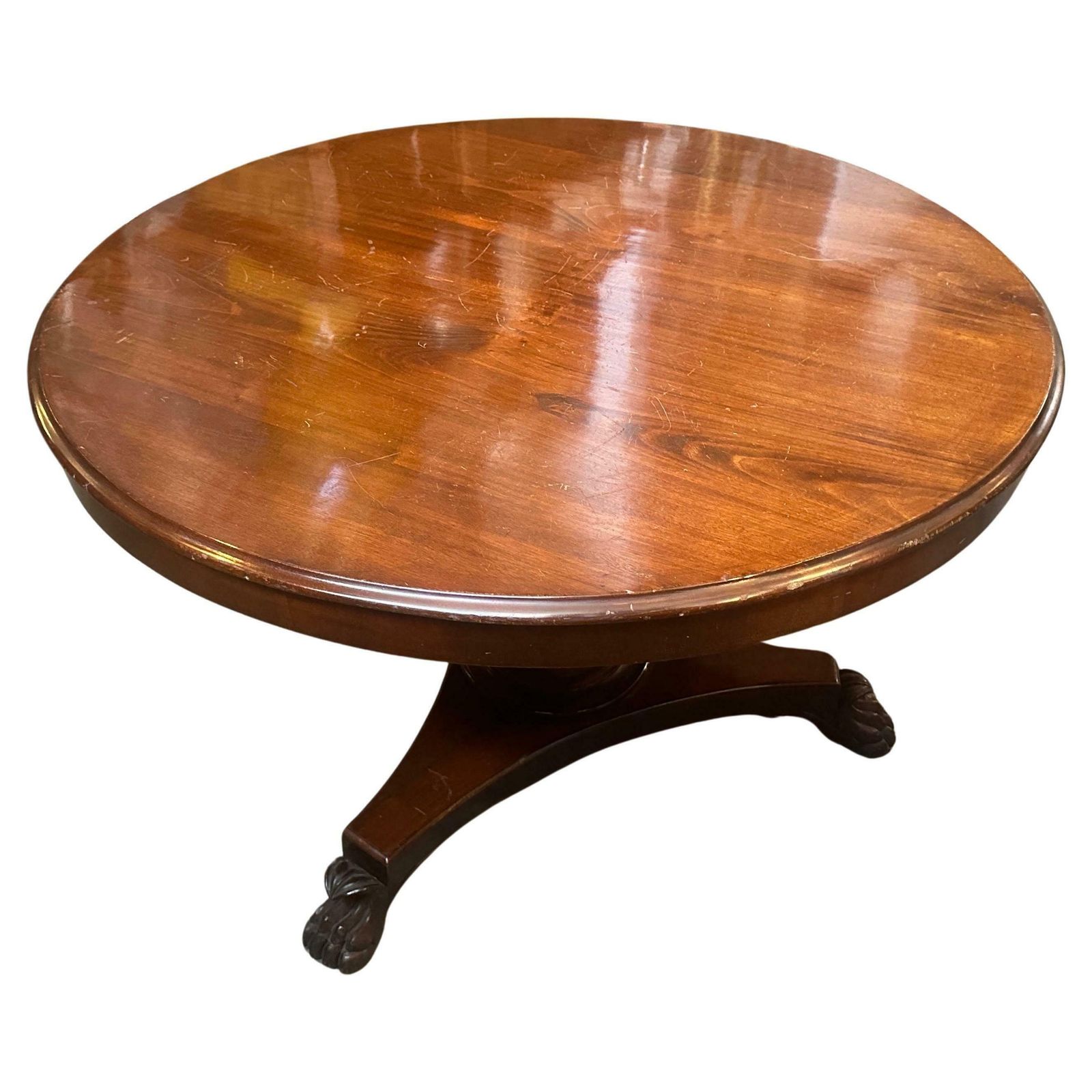 1840s Empire Veneered Mahogany Wood Sicilian Round Tilt Top Table photo furniture