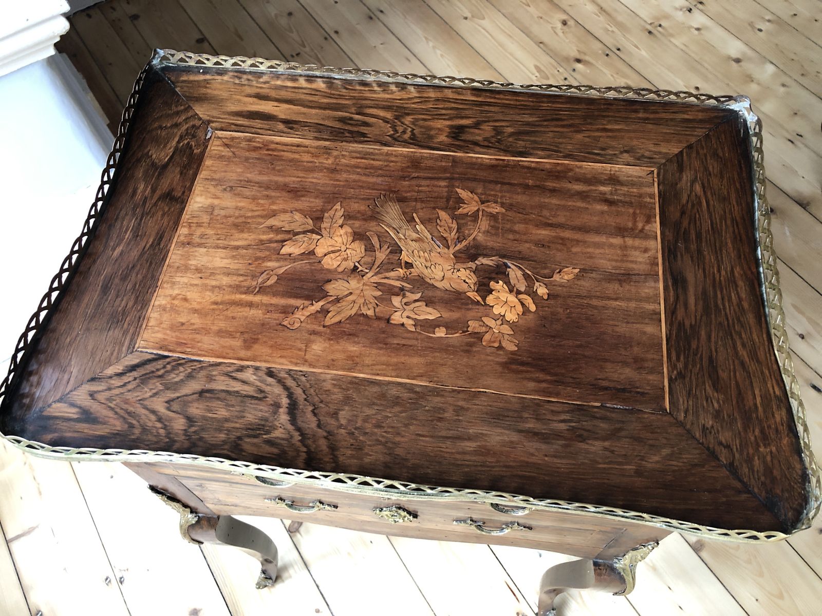 A Mid To Late 1800s Louisxv Style French Marquetry Side Table. photo for sale