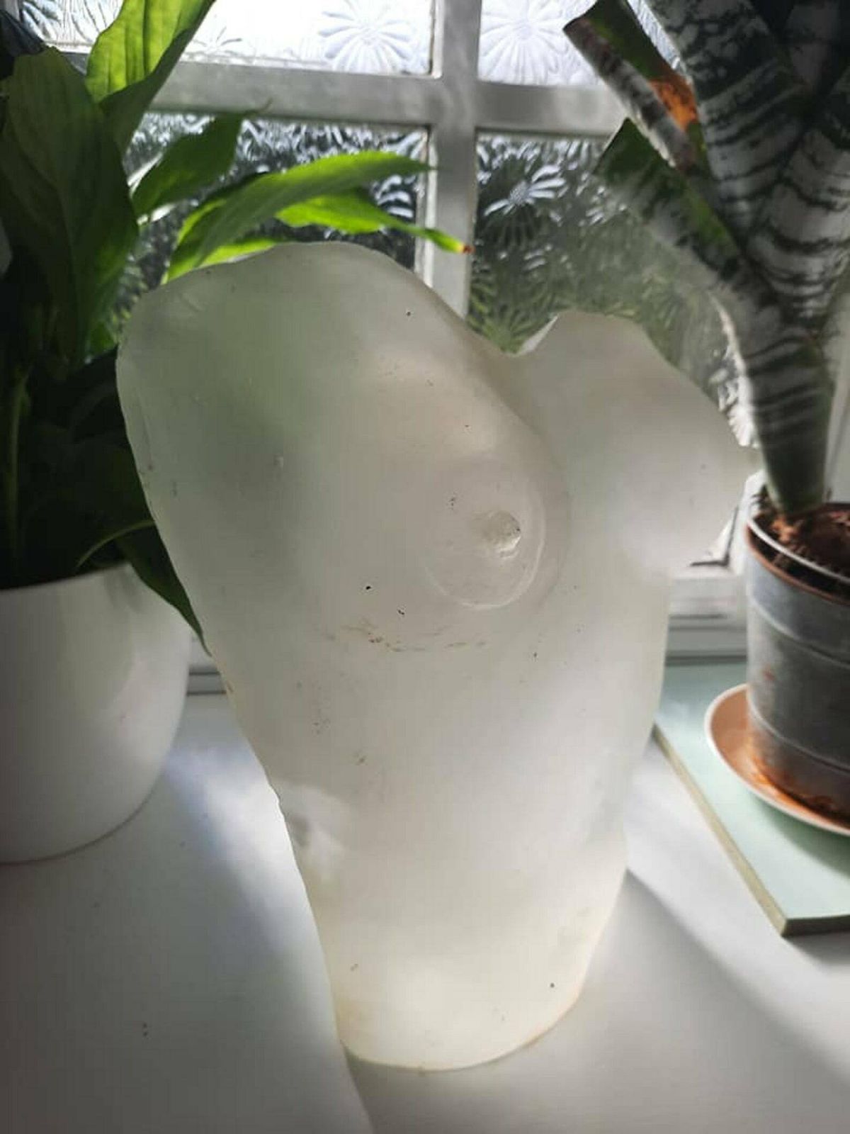 Art Nouveau Or Art Deco Period Piece Of Very Heavy Solid Frosted Glass   Female Form