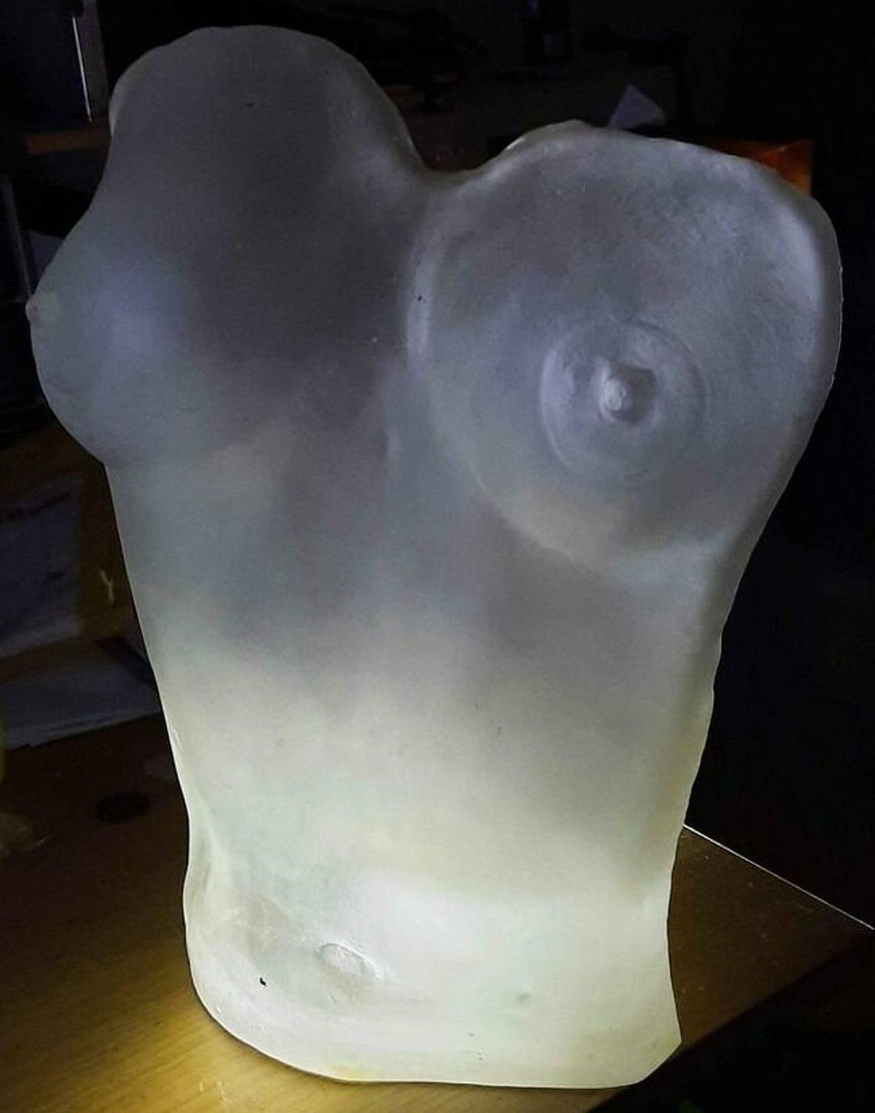 Art Nouveau Or Art Deco Period Piece Of Very Heavy Solid Frosted Glass   Female Form photo for sale