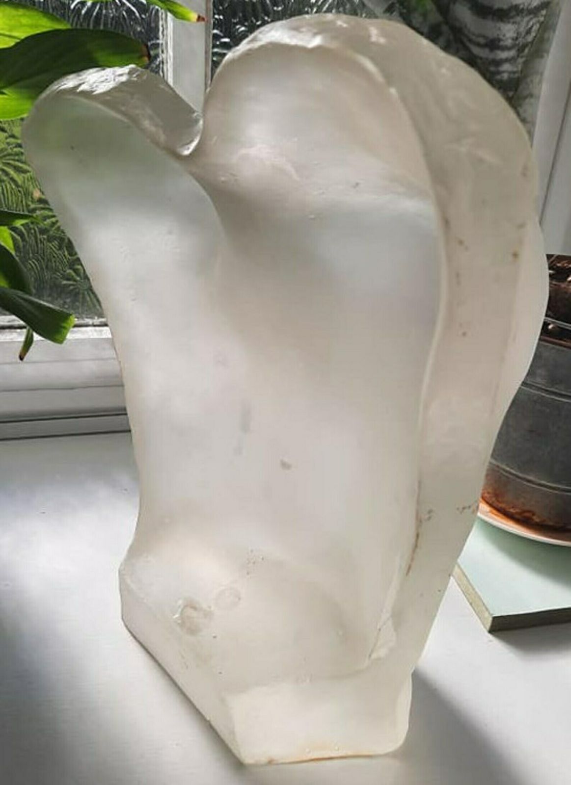 Art Nouveau Or Art Deco Period Piece Of Very Heavy Solid Frosted Glass   Female Form photo vinterior