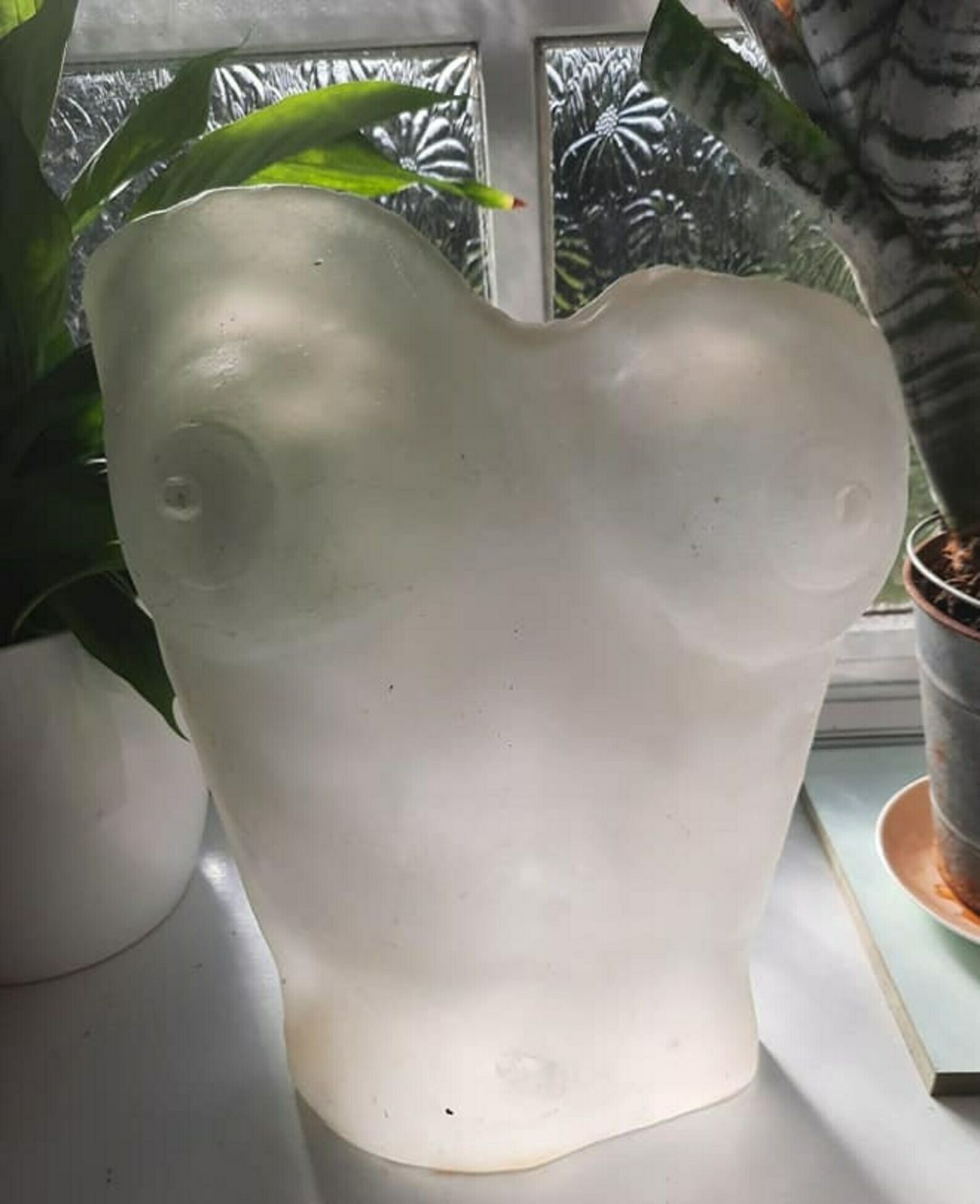 Art Nouveau Or Art Deco Period Piece Of Very Heavy Solid Frosted Glass   Female Form photo buy