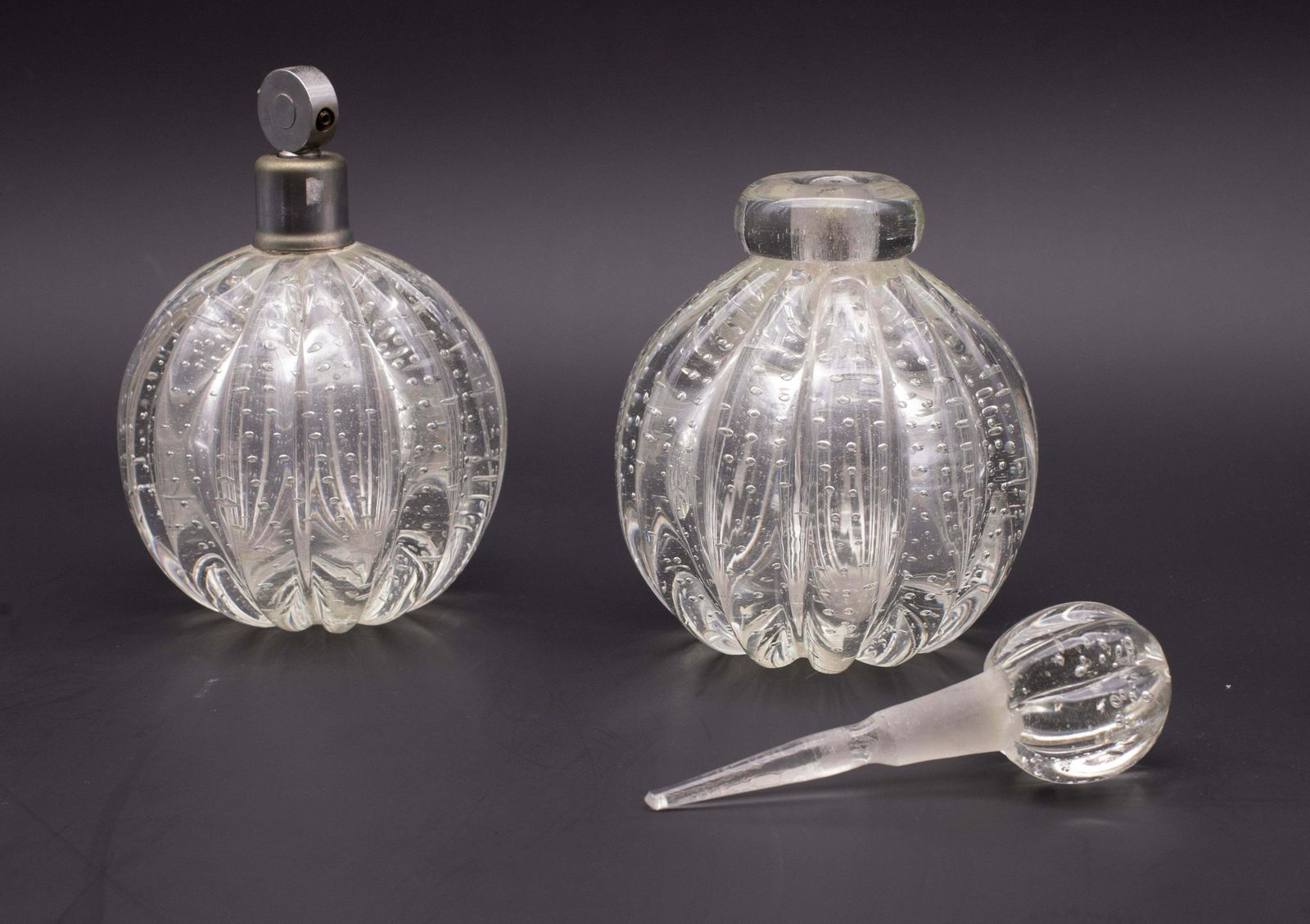 Set Of 2 Ercole Barovier "Bullicante" Murano Glass Vase For Barovier & Toso photo Home Decor