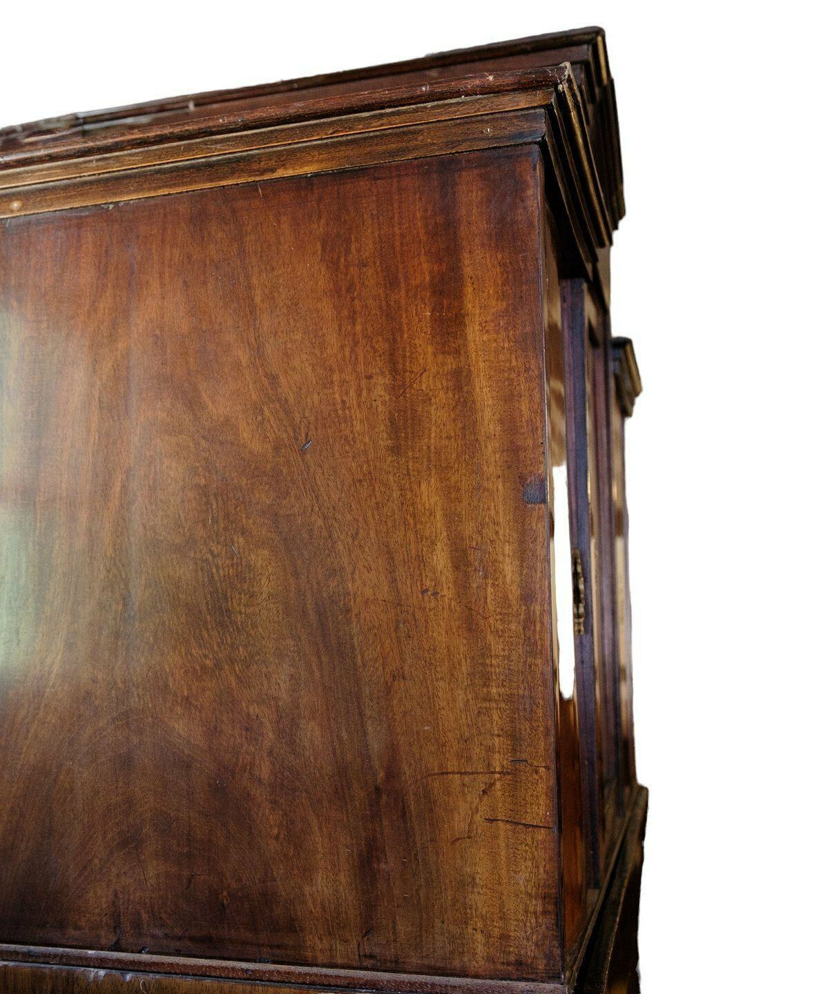 Secretary In Mahogany & Brass With Intarsia From 1840s photo for sale