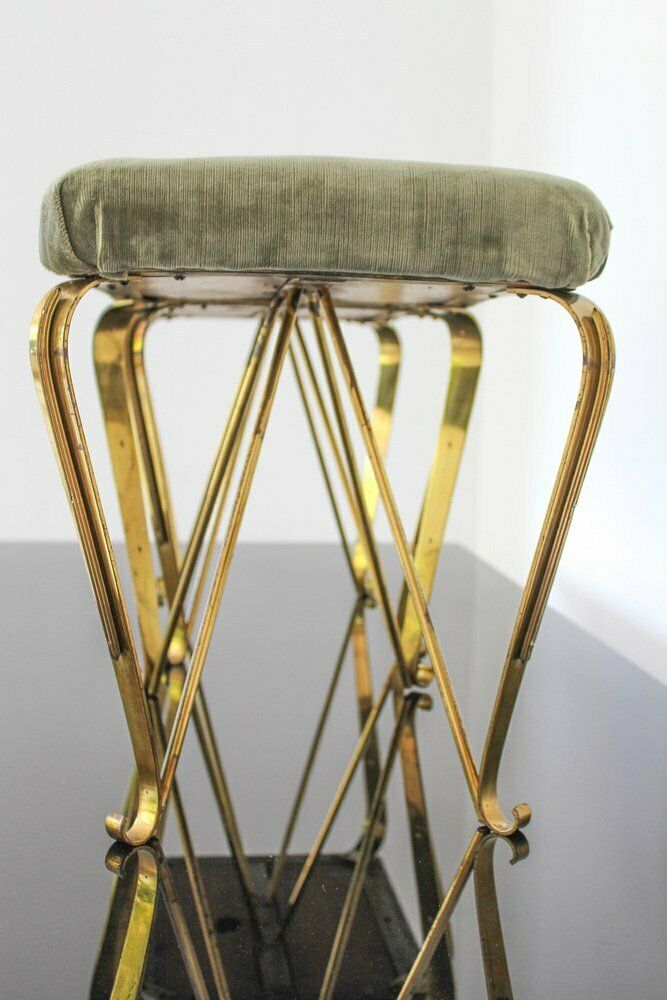 Mid Century Italian Brass And Velvet Benches From Jansen, 1950s, Set Of 2 photo vintage