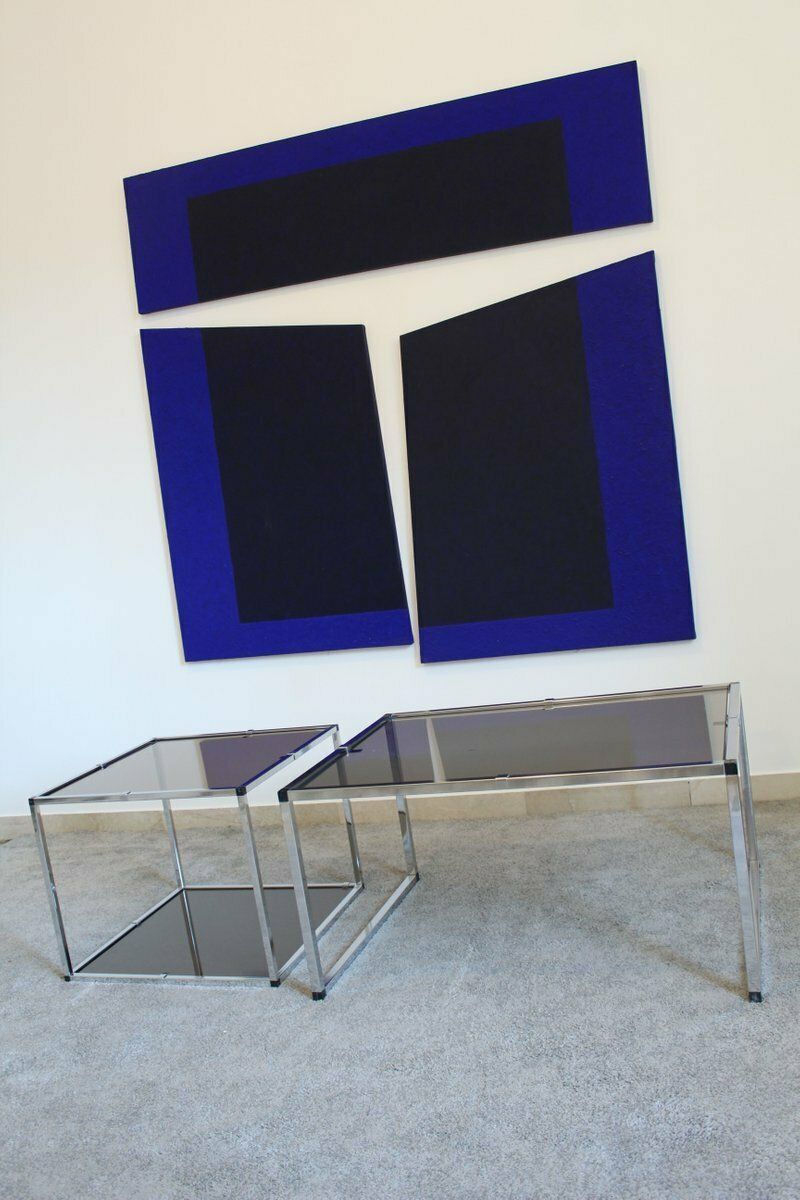 Chromed Metal And Smoked Glass Tables, Italy, 1970s, Set Of 2 photo 956.0