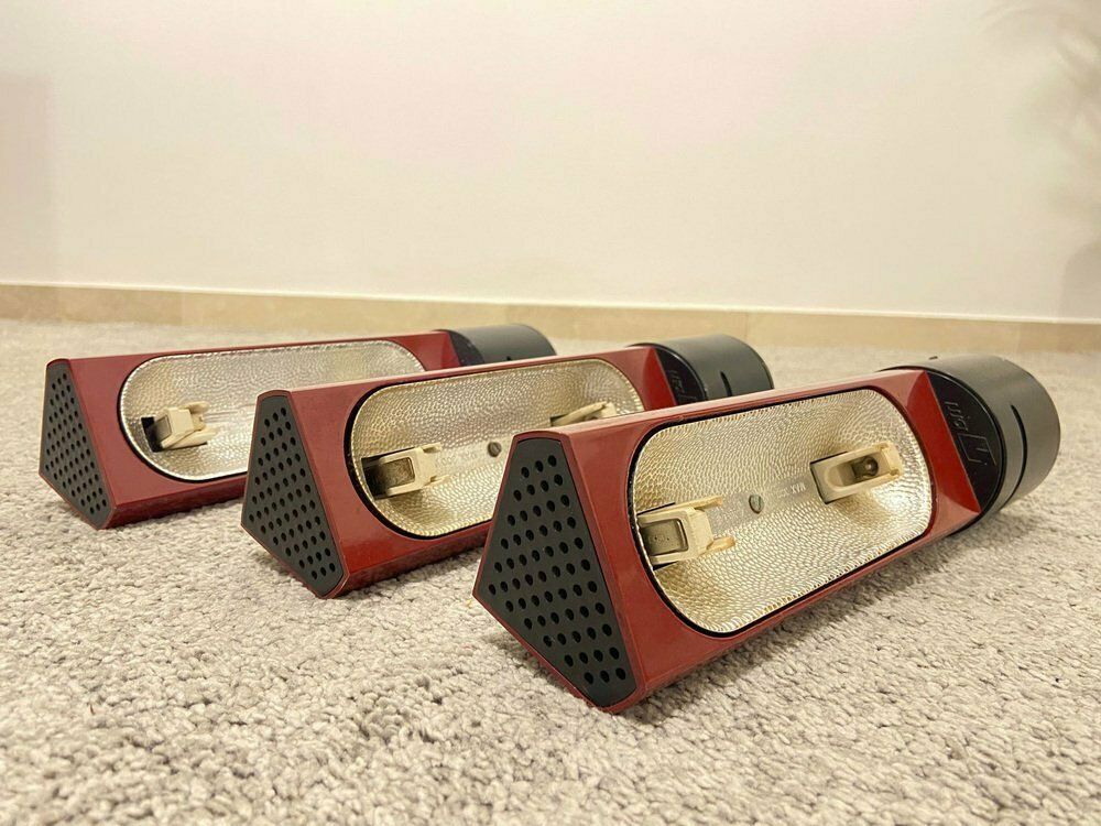 Italian Burgundy Wall Lamps By Gianfranco Frattini, 1980s, Set Of 3 photo for sale