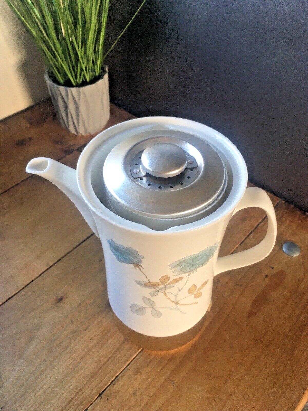 Vintage Wedgwood Ice Rose Bone China Automatic Electric Coffee Pot Percolator photo vintage