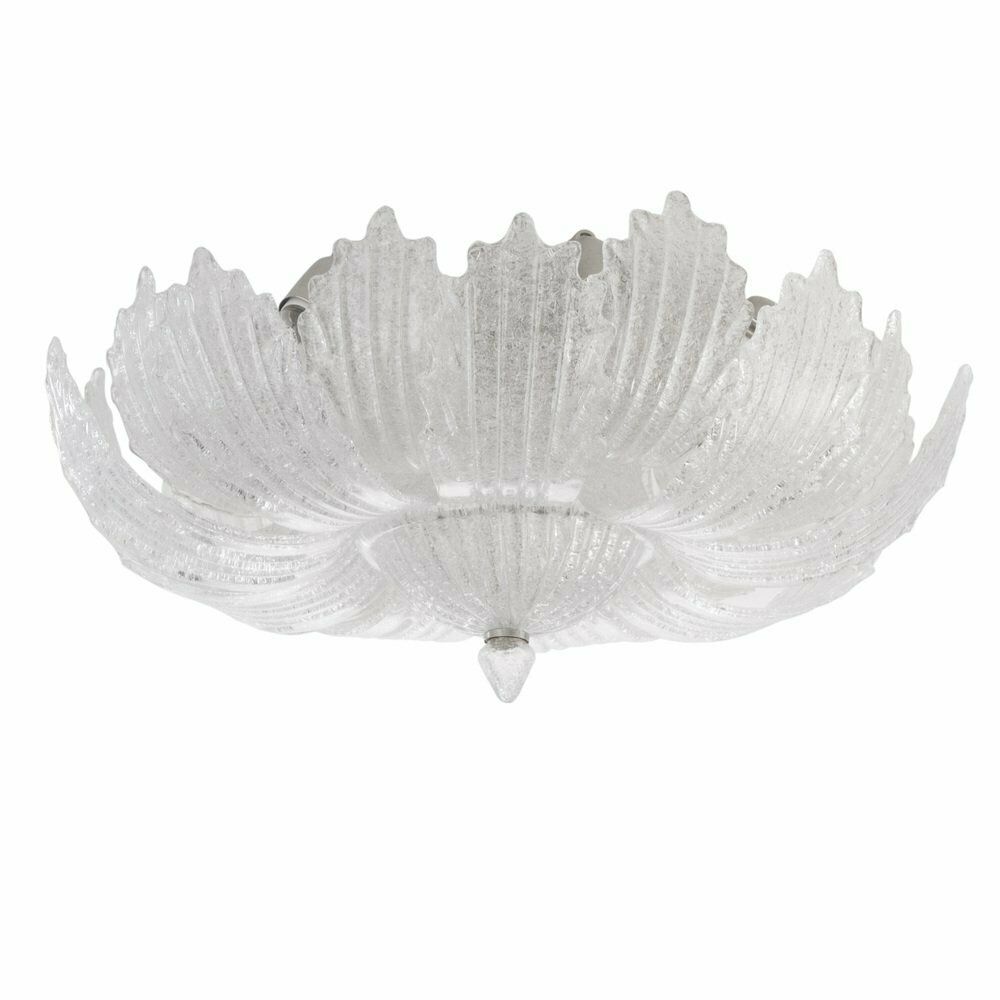 Vintage Handmade Transparent Murano Glass Ceiling Chandelier With Grit, Italy, 1980s