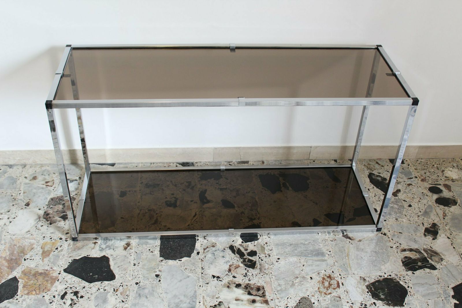 774.0 Console In Chromed Metal And Smoked Glass, Italy, 1970s photo