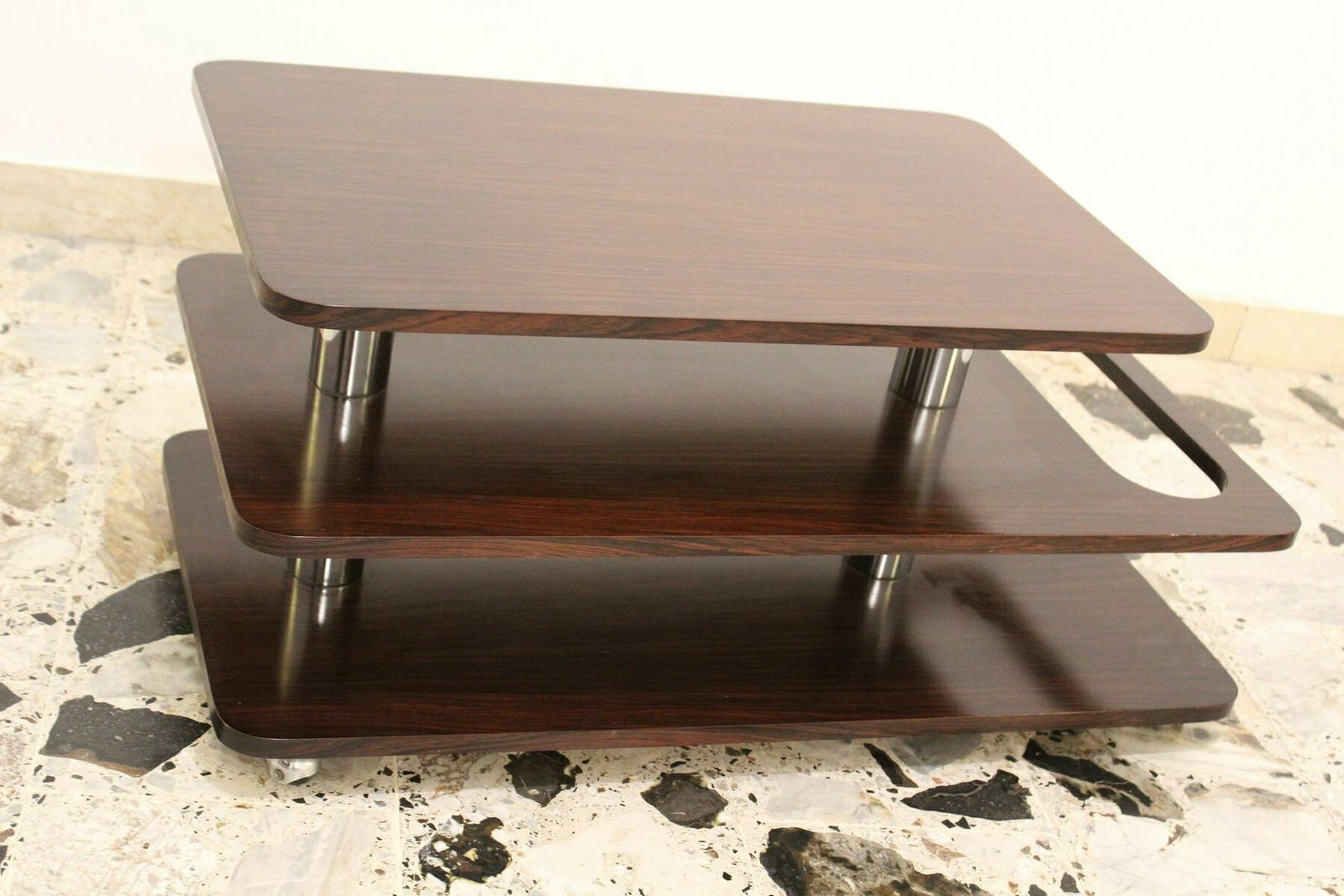 photo furniture Coffee Table In Rosewood And Chromed Metal, Italy, 1970s
