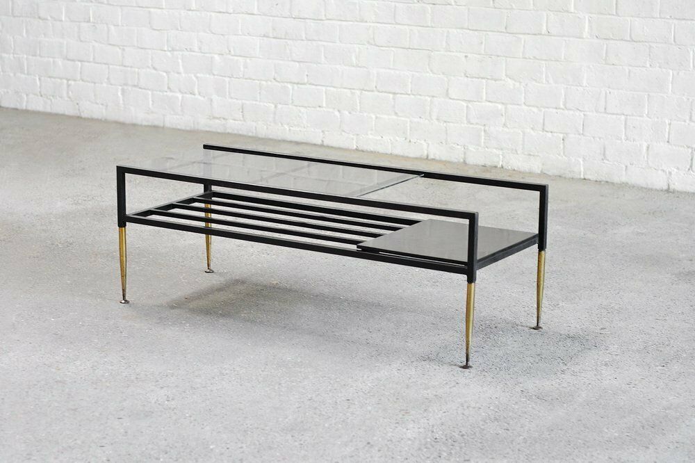Mid Century Italian Coffee Table In Metal & Brass, 1960s photo furniture