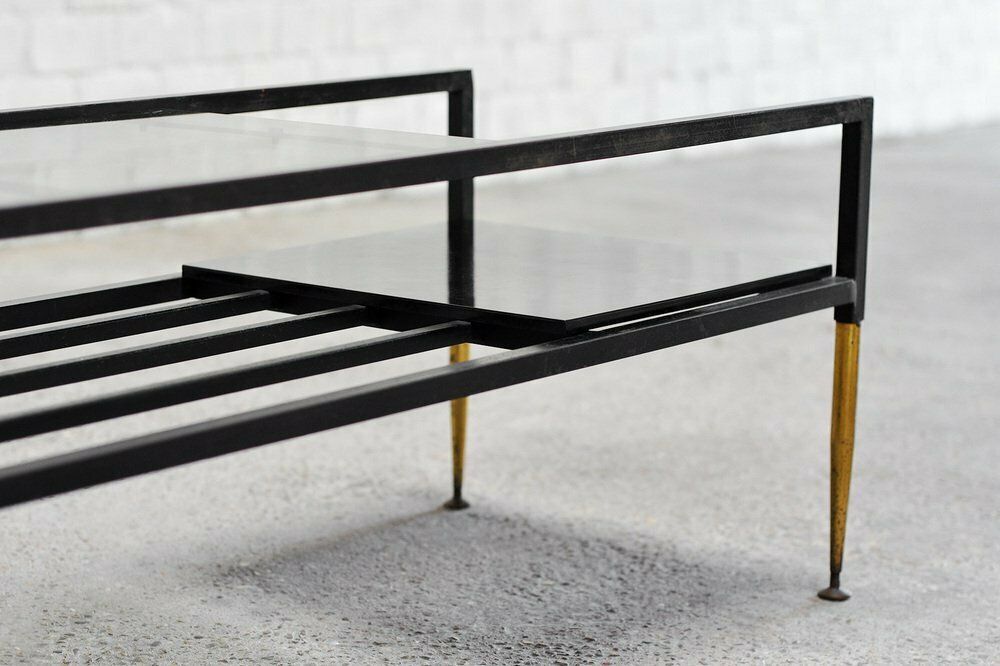 Mid Century Italian Coffee Table In Metal & Brass, 1960s photo vinterior