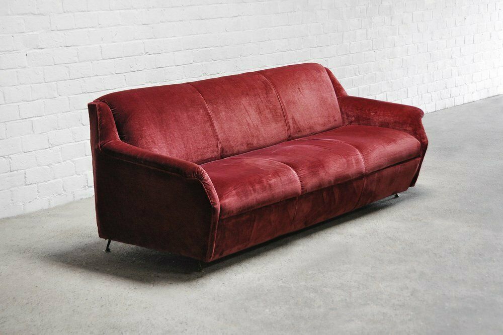 Mid Century Italian Velvet 3 Seater Sofa, 1950s photo furniture
