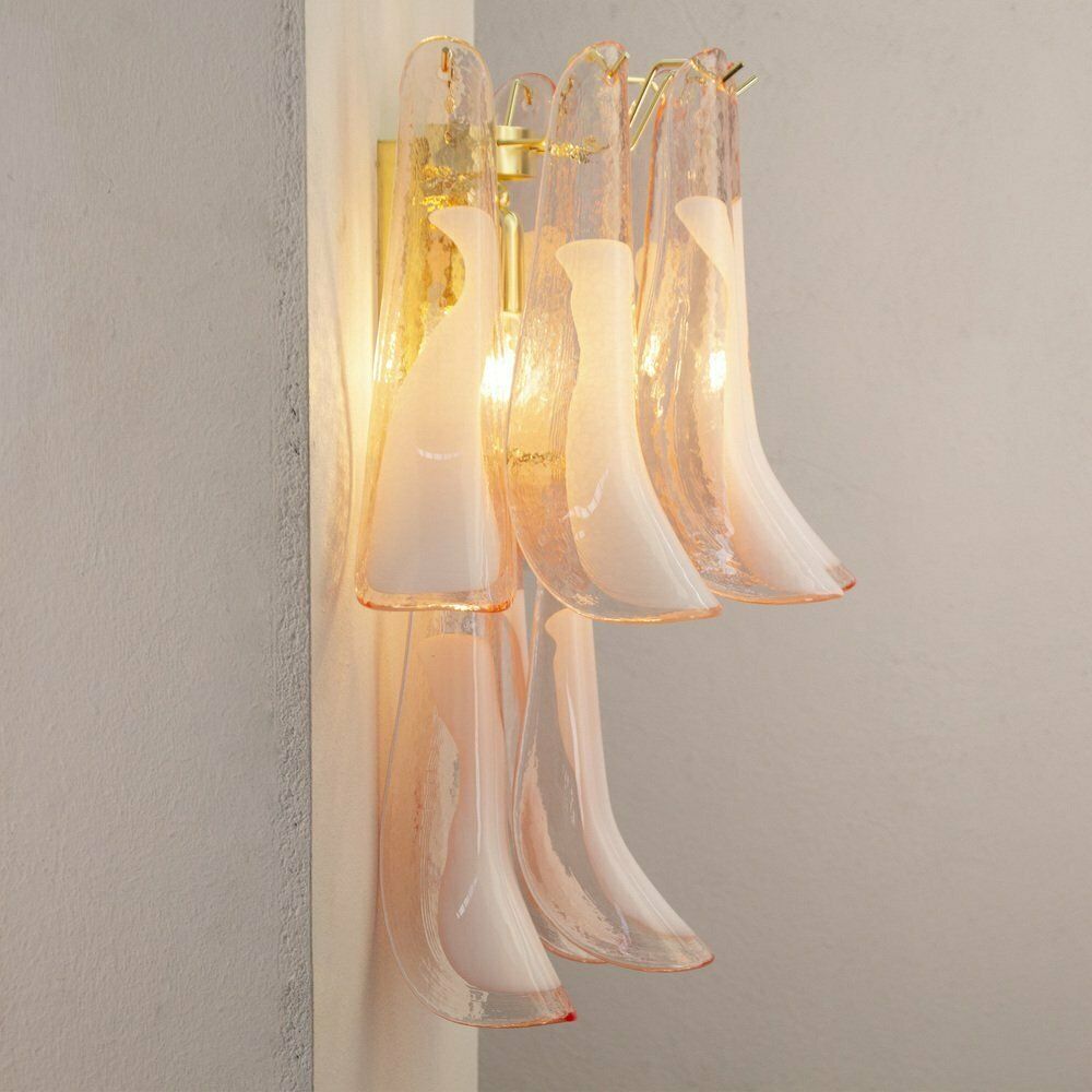 Petal Wall Lamp In Pink Murano Glass With White Decoration, Italy, 1990s photo 794.0