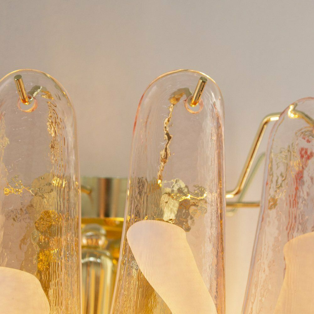 Petal Wall Lamp In Pink Murano Glass With White Decoration, Italy, 1990s photo vintage