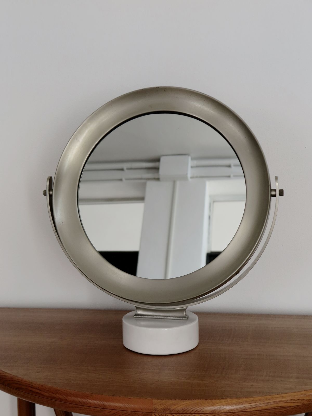 Sergio Mazza For Artemide Italian Midcentury Marble And Metal Table Mirror, 1960s photo for sale