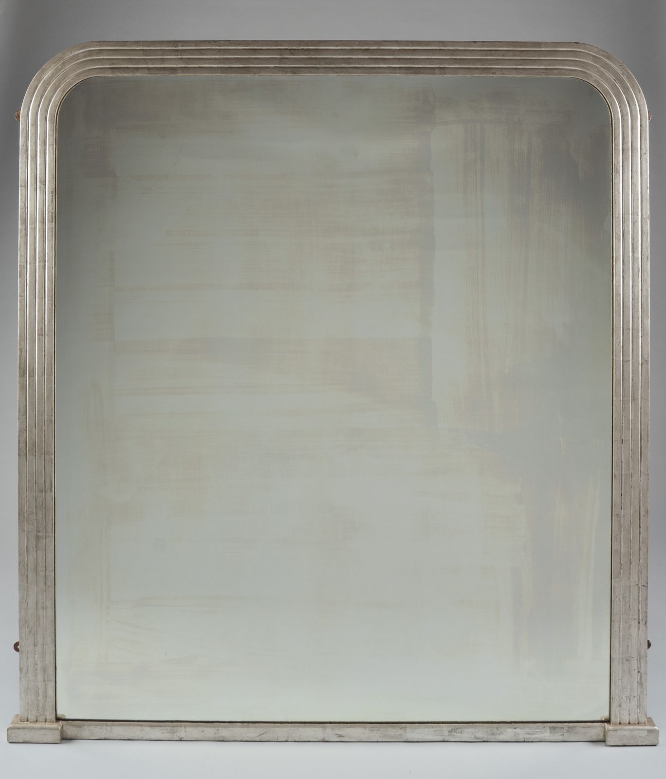 Large 19th Century Victorian English Silvered Overmantle Mirror