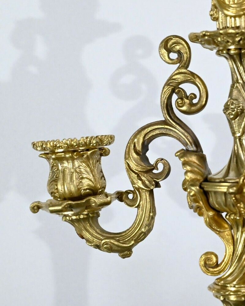 photo furniture Pair Of Golden Bronze Candlabers, Restoration – Early 19th