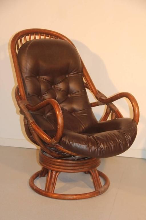 photo furniture Bamboo And Leather Armchairs In 1960 Revolving