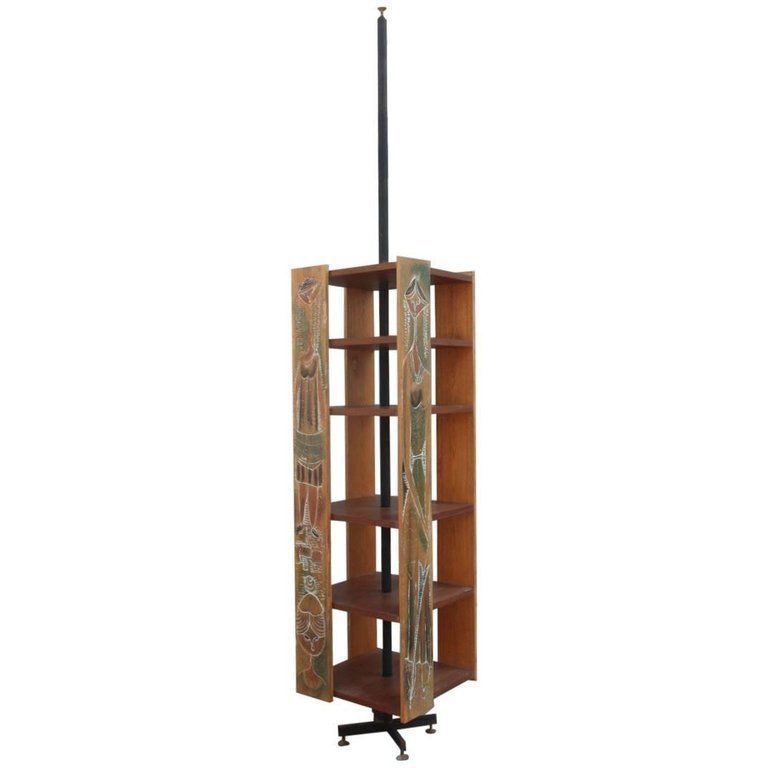 Bookcase 1962 Italian Mid Century Modern Revolving Design Sculptural Wood