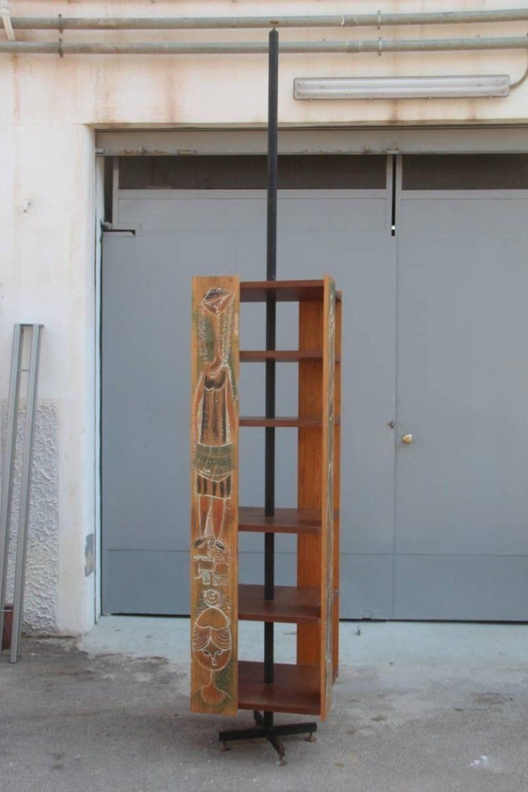 photo for sale Bookcase 1962 Italian Mid Century Modern Revolving Design Sculptural Wood
