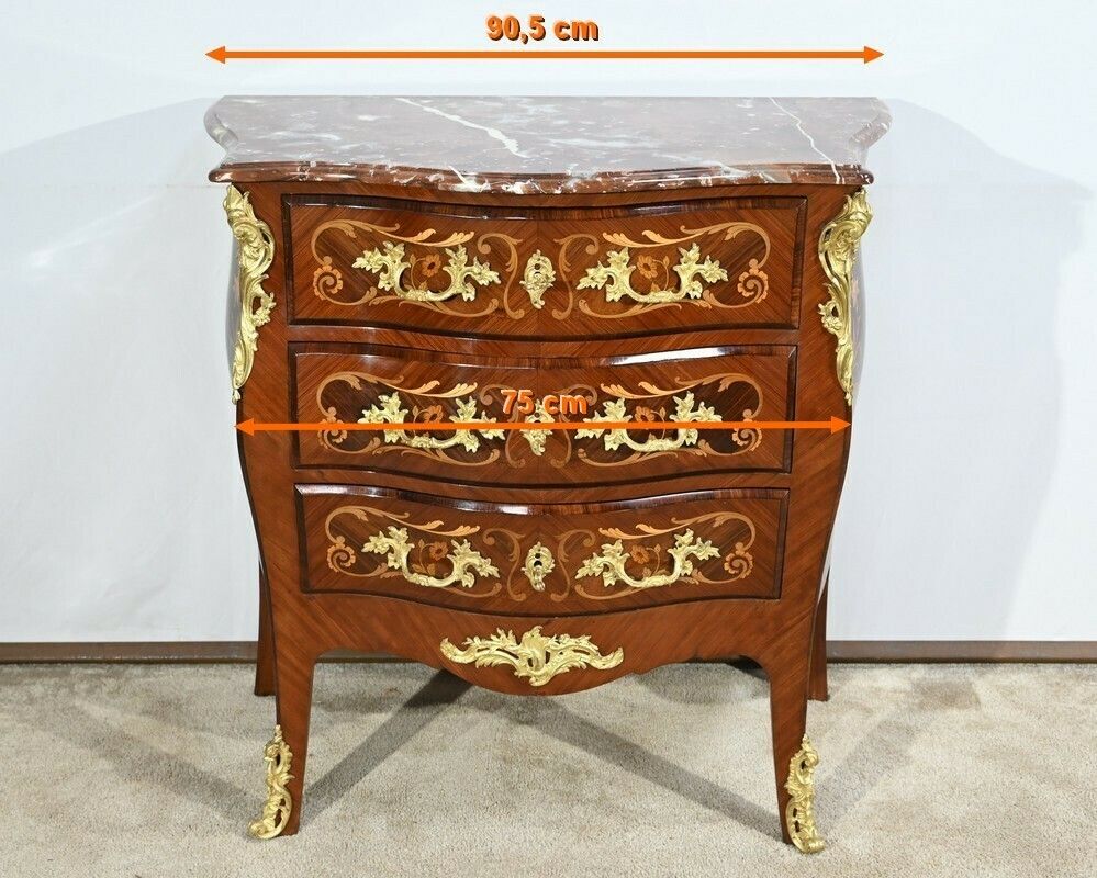 Small Commode Tomb In Rosewood And Violet Wood, Louis XIV Louis XV Transition Style – Early 20th Century photo for sale
