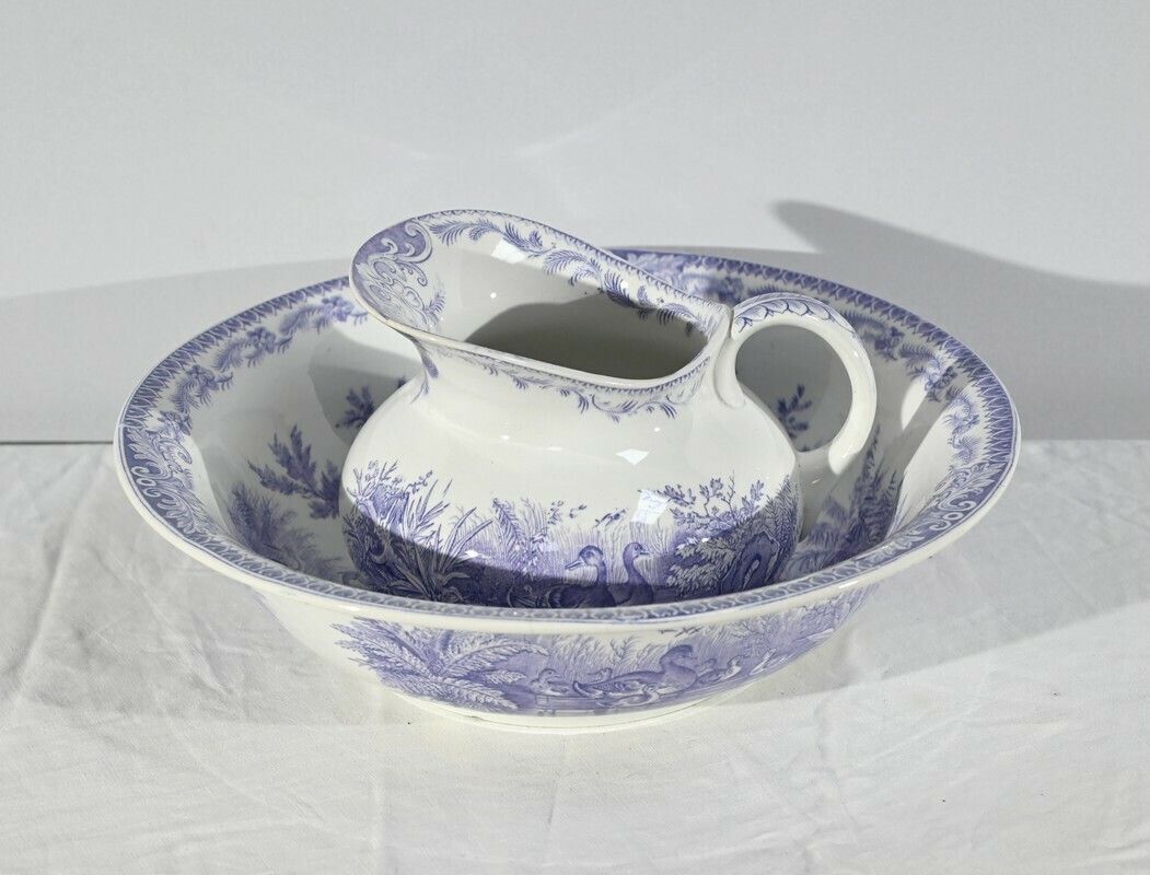 Sarreguemines Ceramic Toilet Set, Duck Collection – Late 19th Century