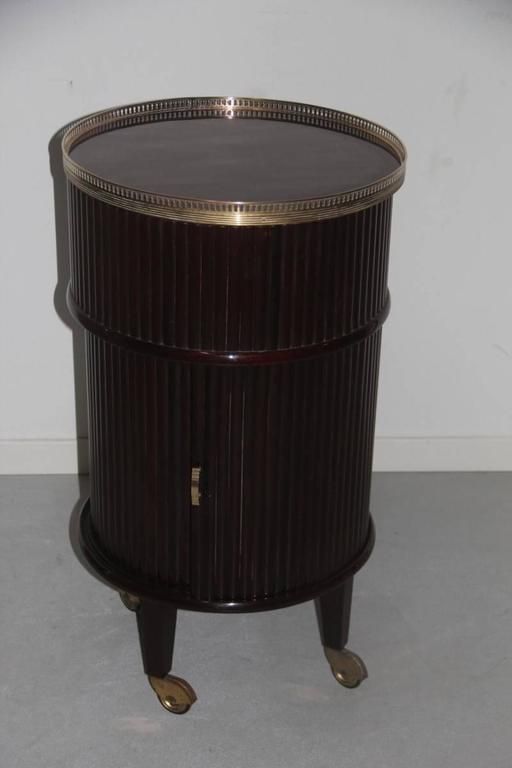 Bar Trolley Swivel Italian Design, 1960 Mahogany Woos Round Brass Midcentury Paolo Buffa photo 2160.0