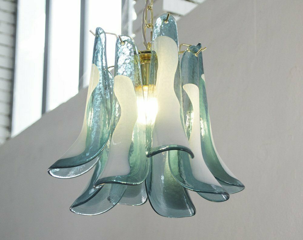 Petal Pendant Lamp In Black And White Murano Glass, 1990s photo vintage