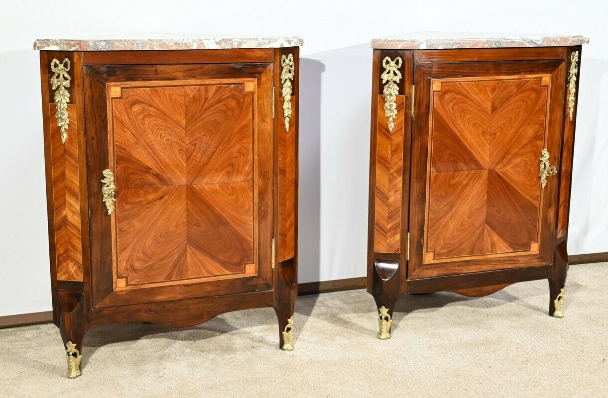 Pair Of Corner Cabinets In Precious Wood, Louis XV/Louis XVI Transition Period – 2nd Part 18th Century photo furniture